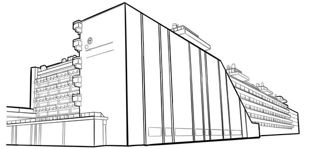 Drawing of the Panum building